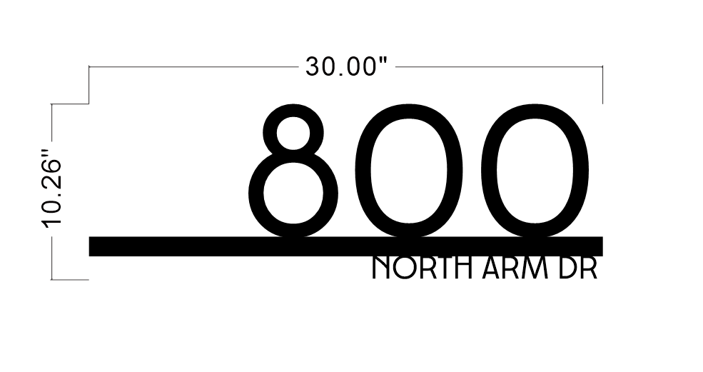 800  NORTH ARM DR Aluminium Address Sign