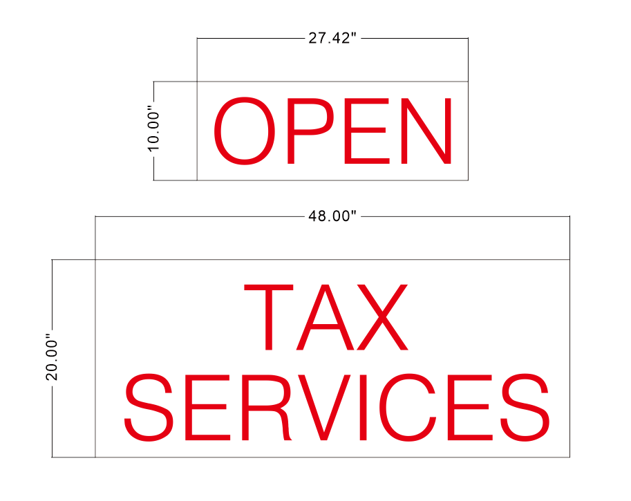 OPEN TAX SERVICES Two Led Neon Signs