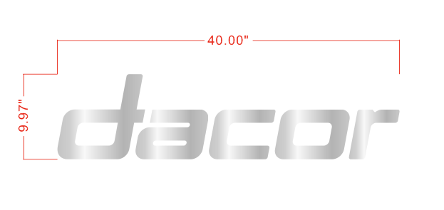 metal backlit sign - dacor logo - 36x9 inches