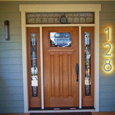 Vertical House Numbers Led Modern House Number 3D Stainless Steel Individual Backlit House Numbers