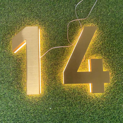 Modern House Number Signs Stainless Steel LED Backlit Back Lighting 3D Address Letters Waterproof