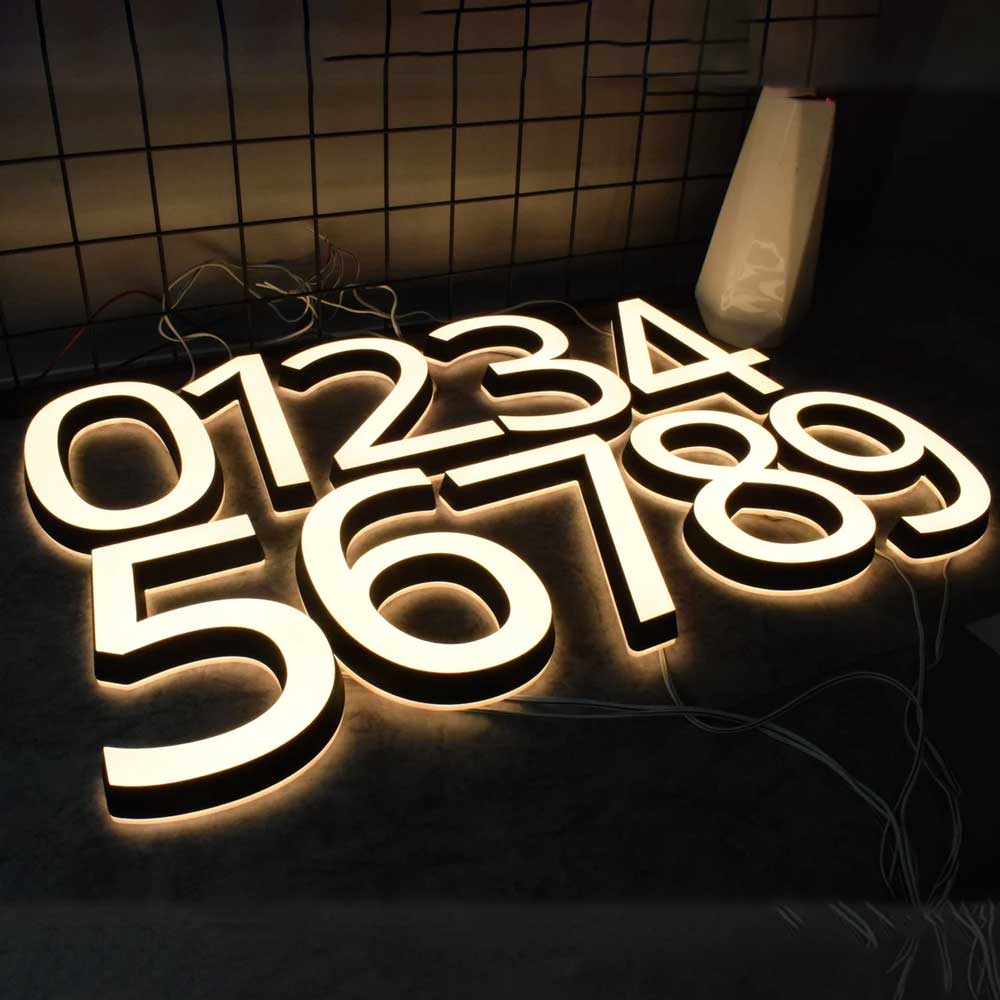 Illuminated House Number Front and Back Lighting 3D Address Numbers ...