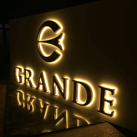 Backlit Sign 3D Steel Back Lighting Led Signs Company Logo Business Name