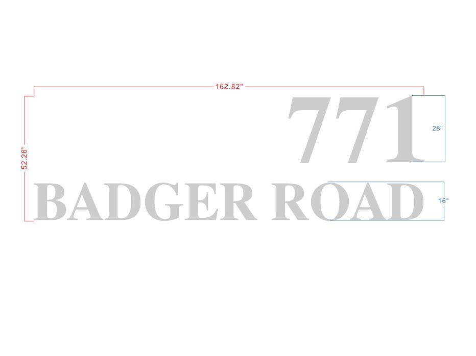 771 BADGER ROAD Metal Front Light Letters