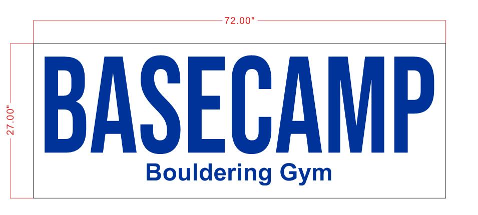 BASECAMP BOULDERING GYM metal backlit sign