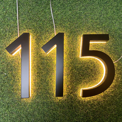 Illuminated House Numbers Lighted Led House Number Signs Metal Backlit 3D Letters