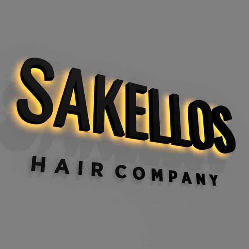 Business Logo Name Backlit Halo Lighting Letters 3D Stainless Steel Personalized Business Logo Reception Wall