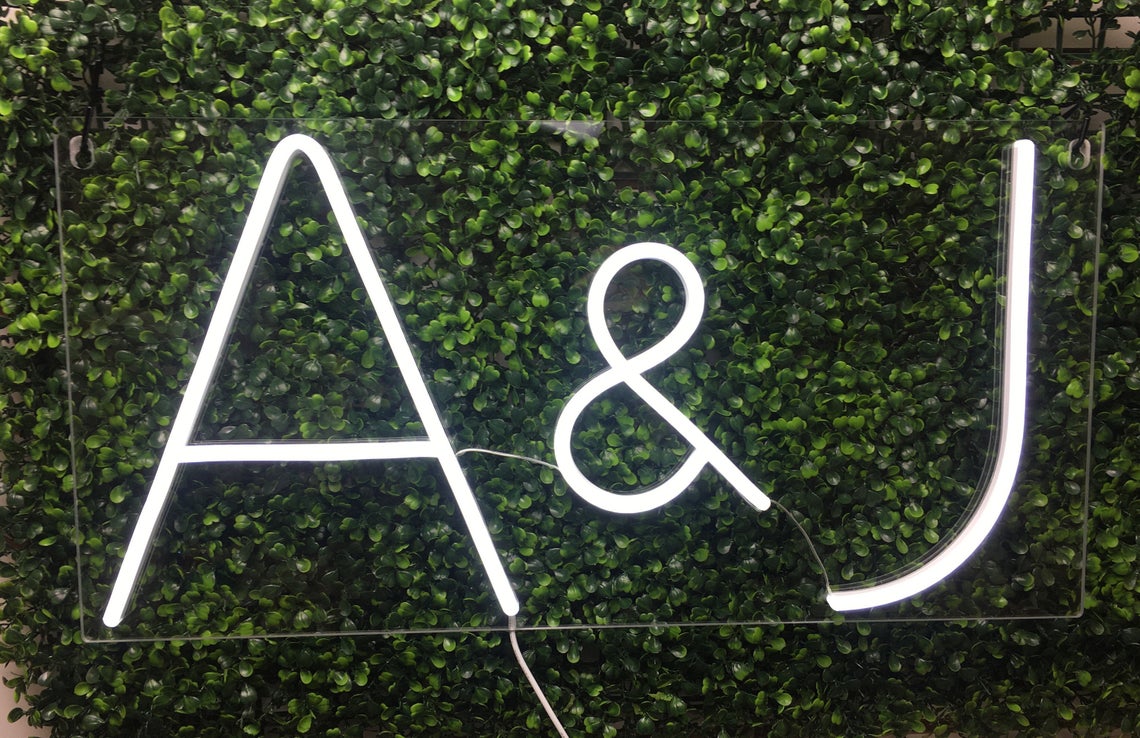 Custom Wedding Neon Signs Name Sign A +B Bridal Party Reception Decoration Name Sign