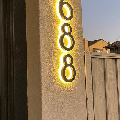Vertical House Numbers Led Modern House Number 3D Stainless Steel Individual Backlit House Numbers