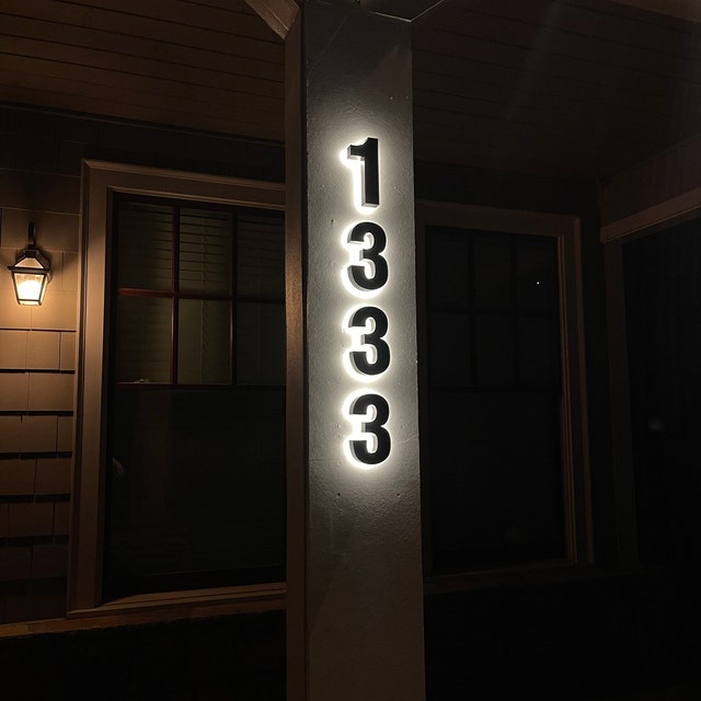Vertical House Numbers Led Modern House Number 3D Stainless Steel Indi ...