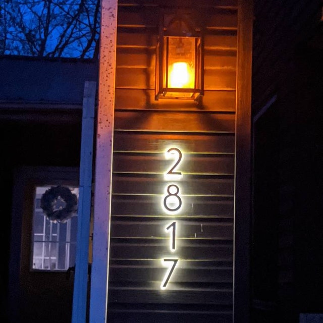 thumbnail image 2 of 6" House Numbers, Stainless Steel & Acrylic, Backlit LED Illuminated Home Address Number, Lighted House Numbers, Modern Address Numbers,W 2 of 11